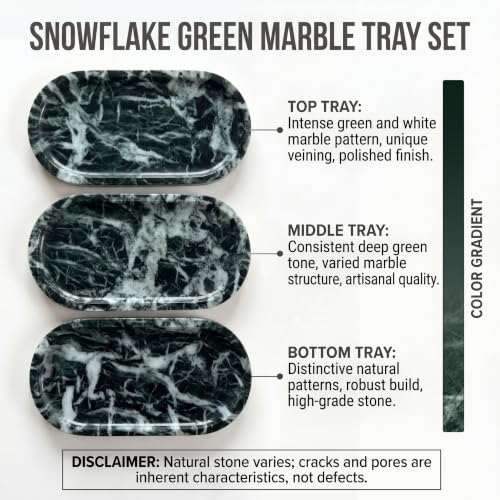 YKAJO Snowflake Green Oval Marble Tray, 11.8x5.9 Vanity Perfume Organizer - color: Snowflake Green, size: 11.8" x 5.9" x 0.6"