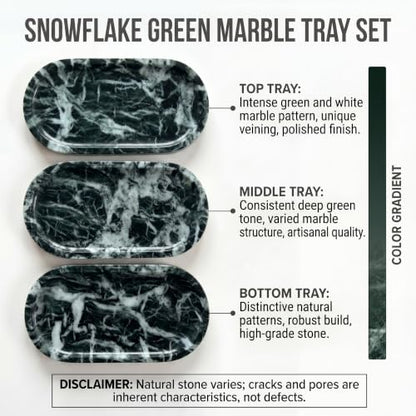 YKAJO Snowflake Green Oval Marble Tray, 11.8x5.9 Vanity Perfume Organizer - color: Snowflake Green, size: 11.8" x 5.9" x 0.6"