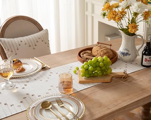 Caflife Taupe Beige Cotton Linen Rustic Boho Table Runner 13 x 60 Inch Long - color: Taupe Beige, size: 13x60Inch