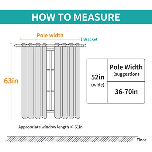 BUHUA Blackout Curtains 63 Inch Length 2 Panels Thermal Insulated Window Treatment for Bedroom Grommet Room Darkening Curtains with Wave Vine Printed (52 x 63 Inch, Greyish White) - color: Greyish White, size: 52"W x 63"L (Pack of 2)