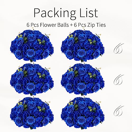 Royal Blue Flowers Balls Centerpieces: 15.7in Diam, Set of 10 - color: Royal Blue, size: 15.7" Diam - 10 PCS