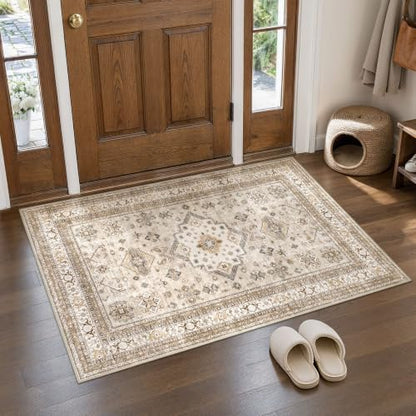 cotiled 3x5 Area Rug for Living Room, Washable, Traditional, Beige - color: Beige, size: 3' x 5' (Rectangular)