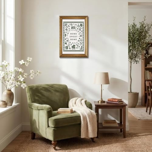Vintage Gold Framed Wall Art Home Sweet Home Canvas Prints, 16x24in - color: home, size: 24"L x 16"W