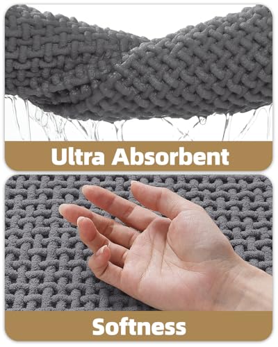 Color&Geometry Grey 30x17 Waffle Bath Mat, Rubber Non Slip Bathroom Rug - color: Grey, size: 17"x30"