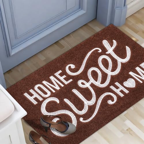 AAZZKANG Doormat Outdoor Welcome Mat with Non Slip Rubber Backing Quickly Absorb Mud Easy to Clean Entry Mat for Indoor High Traffic Areas Front Door Large 36"x24" - color: Coffee, size: 24" x 36" (Rectangular)