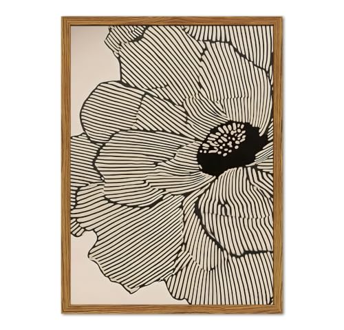 Framed Boho Floral Canvas Wall Art, Neutral Black Flower Pictures Wall Decor, Minimalist Abstract Botanical Paintings Prints Modern Home Decor Aesthetic for Living Room Bedroom Bathroom 12x16 inch - color: Black Flower, size: 16"L x 12"W
