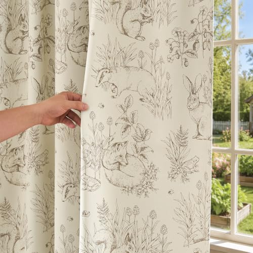jinchan Taupe Blackout Curtains 63 Inch Woodland Back Tab 2 Panels - color: Taupe on Beige, size: 50"W x 63"L (Pack of 2)