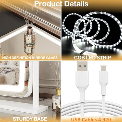 Gvnkvn Arched 15.2 in Lighted Makeup Mirror, 10X Magnifiers - color: Gold, size: 15.2"L x 13"W