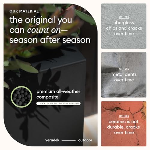 Veradek Block Series Pedestal Planter - Tall Rectangular Outdoor Planter - color: Black, size: 26"H x 13.5"W