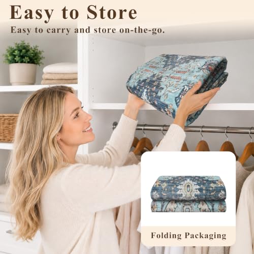 3x16 Washable Kitchen Runners: Non Slip Runner Rugs with Rubber Backing - color: Blue/Teal/Orange, size: 3' x 16' (Rectangular)
