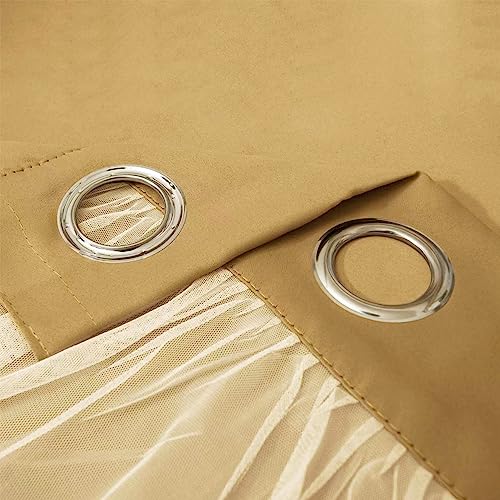 INLINAS Blackout Curtains with Sheer Overlay, Gold, 52x84 Inches - color: Gold, size: 52"W x 84"L (Pack of 2)