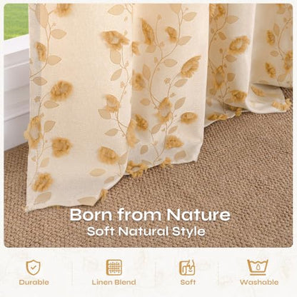 BGment Yellow Linen Curtains for Living Room 84 inches Long - 2 Panels - color: Yellow, size: 52"W x 84"L (Pack of 2)