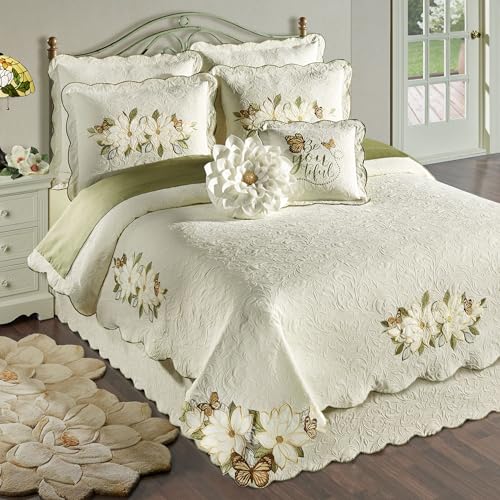 Sweetbay Garden Luxury Ivory Matelasse Bedding, California King, 4 Pc Set - size: 4 Piece Cal King Coverlet Set