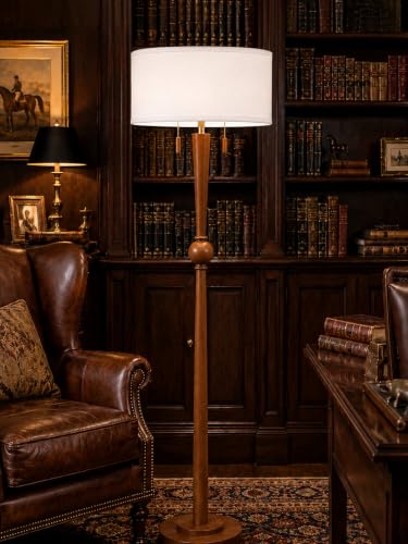 MOFFE Solid Wood Floor Lamp for Living Room,Pull Chains Standing Lamp - color: Amber Walnut