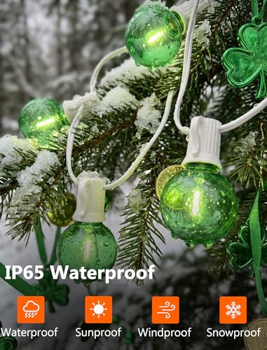 25FT G40 LED Green String Lights Outdoor with 27 Shatterproof Globe Bulbs - color: Clear Green, size: 25Ft