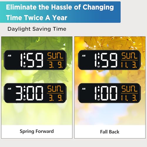 Peakeep Large Display Digital Alarm Clock for Bedroom with Date Day of Week - color: White and Amber