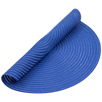 SHACOS Round Placemats Set of 6 Washable 15 inch Round Table Mats Cotton Polyester Woven Braided Place Mats for Dining Table (Blue, 6) - color: Blue, size: Set of 6