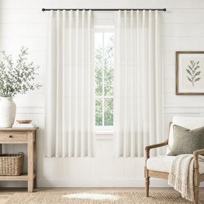 Jowels 천연 리넨 커튼 157.5cm(62인치) 길이 거실용 패널 2개 - color: 천연, size: 50"W x 62"L (Pack of 2)
