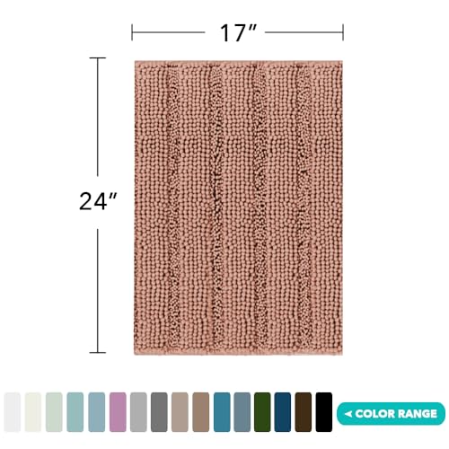 Turquoize Small Bathroom Rug 17x24, Absorbent Chenille Bath Rug, Muted Clay - color: Muted Clay, size: 17" x 24"
