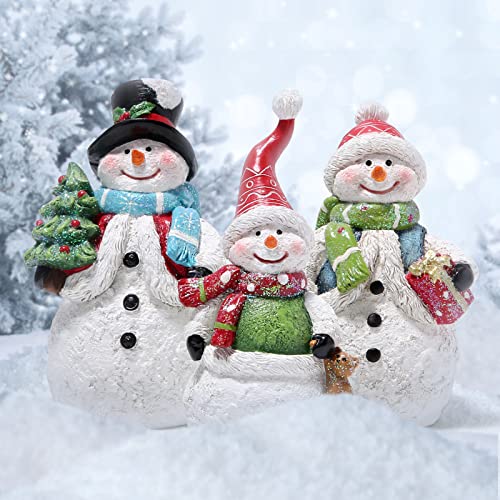 Hodao 3 PCS Christmas Snowman Family Decoration, Xmas Snowman Figurines - color: White-3