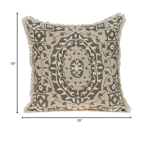HomeRoots Boho Garland Beige and Dark Brown Decorative Accent Pillow