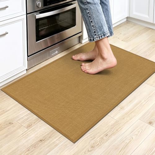 SHACOS Non Slip Kitchen Sink Rug, 17x30 Inch, Mustard - color: Mustard, size: 17x30"