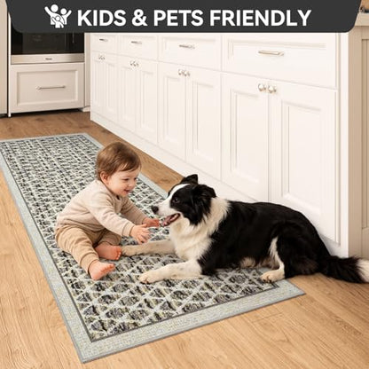 2x8ft Non Slip Hallway Runner Rug，Low Pile Kitchen Runner Rug,Grey - color: Grey, size: 2'x8'