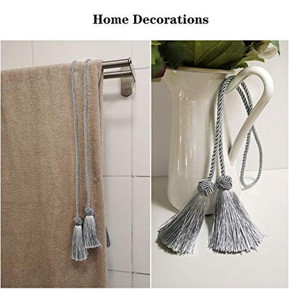 Elegant Tassel Curtain Tiebacks Rope Curtain Tie Backs for Windows Porlau - color: Grey