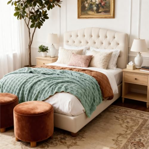 Bedsure Checkered Soft Cozy King Blanket for Bed, Sage Green, 108"×90" - color: 01 Sage Green, size: King (108" X 90")