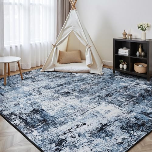 Rugflix 4x6 Area Rugs for Living Room, Washable Navy Blue Dark Rug - color: 01-ocean Blue, size: 4' x 6' (Rectangular)