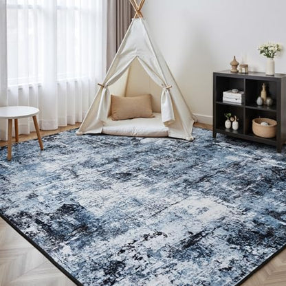 Rugflix 4x6 Area Rugs for Living Room, Washable Navy Blue Dark Rug - color: 01-ocean Blue, size: 4' x 6' (Rectangular)
