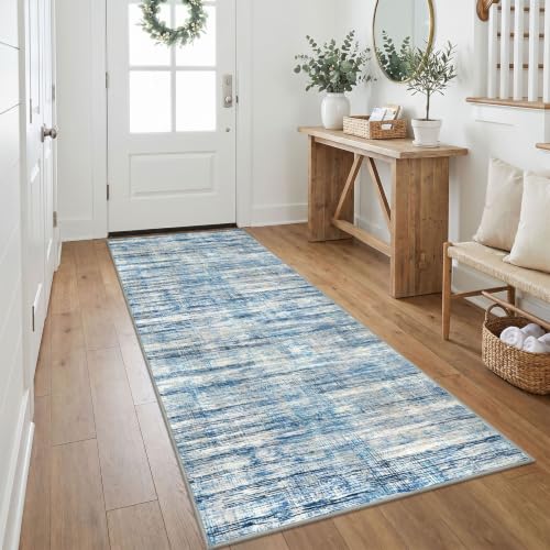 KOZYFLY 3x8 Runner Rug for Hallway Modern Washable Kitchen Rug Blue Beige - color: Blue Beige, size: 3' x 8' (Runner)