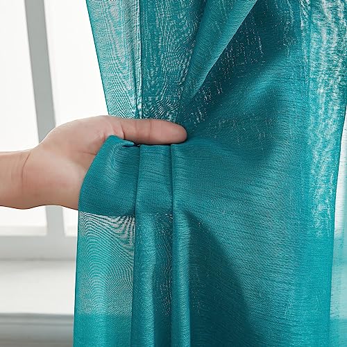 HLC.ME Semi Sheer Grommet Curtains, 2 Panels, 54x72 Inch, Aqua Blue Teal - color: Aqua Blue (Teal), size: 54"W x 72"L (Pack of 2)