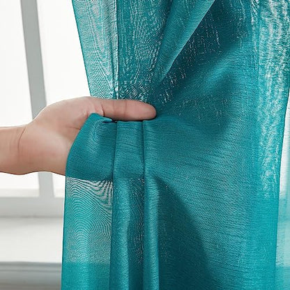 HLC.ME Semi Sheer Grommet Curtains, 2 Panels, 54x72 Inch, Aqua Blue Teal - color: Aqua Blue (Teal), size: 54"W x 72"L (Pack of 2)