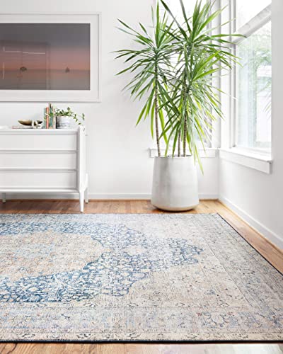Loloi Layla Blue/Tangerine 18" x 18" Sample Rug - color: Blue / Tangerine, size: 1'6" x 1'6" (Square)