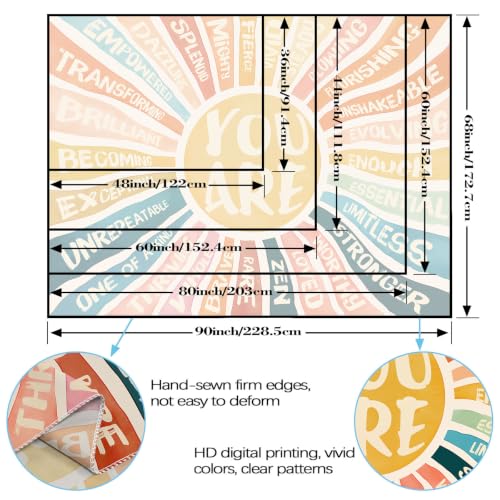 Zussun Boho Sunshine Inspirational Classroom Tapestry Backdrop 60 x 44 Inch - color: Orange Navy, size: 60"L x 44"W