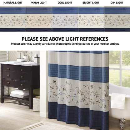 Madison Park Serene Shower Curtain for Bathroom, 72 x 72, Navy - color: Navy, size: 72"W x 72"L (Pack of 1)