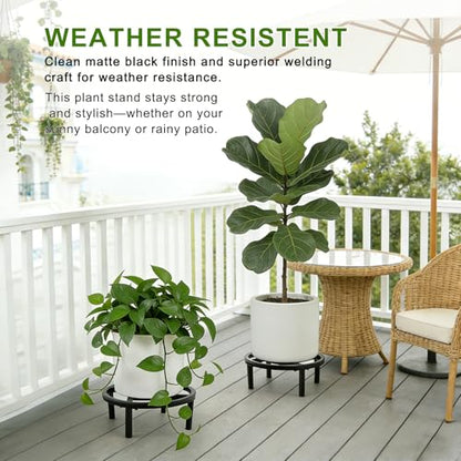 12" Metal Plant Stand Black-2PCS - size: 11.8"-2PCS