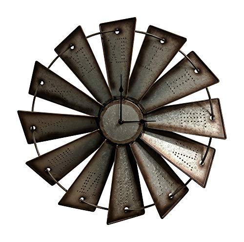 Gianna's Home Rustic Farmhouse Metal Windmill Wall Clock (18.5") - size: 18.5"