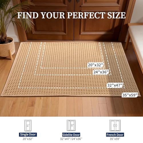 YIHOUSE Indoor Door Mat 35" x 59", Non-Slip Washable Entryway Mat, Dirt Trapper Absorbent Entrance Mat, Low Profile Floor Mat for Front/Back Door, Entryway, Khaki ﻿ - color: Khaki, size: 35"x59" (Rectangular)