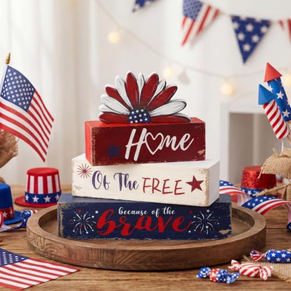 Amyhill 4 Pcs Wooden Sign Decor American Daisy 1, Dog Paw Blocks - style: American Daisy 1
