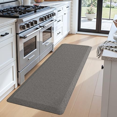 DEXI Anti Fatigue Kitchen Mat Cushioned, 20x60 Waterproof Runner Rug, Grey - color: Grey, size: 60"L x 20"W x 0.9"Th