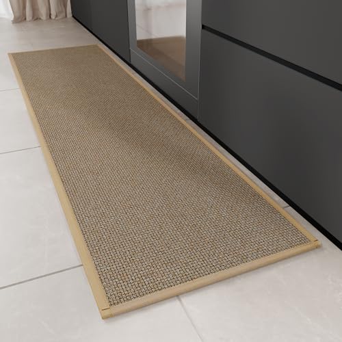 Hargiis Kitchen Rug, Rubber Non Slip Kitchen Rugs Washable, Absorbent Runner Mat for Floor, Machine Washable Standing Mats for in Front of Sink, Door, Laundry, Entryway, Hallway (Brown, 71" × 17.3") - color: Brown, size: 1'5" x 5'11" (Rectangular)