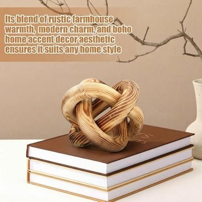 Yalikop 3 Link Wood Knot Decor Rustic Table Shelf Accents, Burnt - color: Burnt