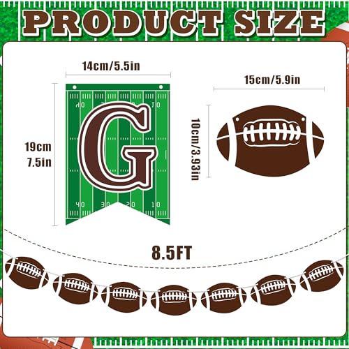OHOME Football Party Decorations - Football Banner for Super Games Bowl - Hanging Party Favors Supplies for Indoor Home | Football Accessories Decor Backdrop for Birthday Party - color: Green Brown