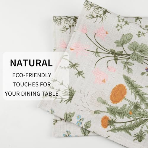 QIYI Boho Table Placemats Set of 4, 12"x18" Linen Place Mats, Wildflowers - color: Wildflowers Herbs, size: Set of 4