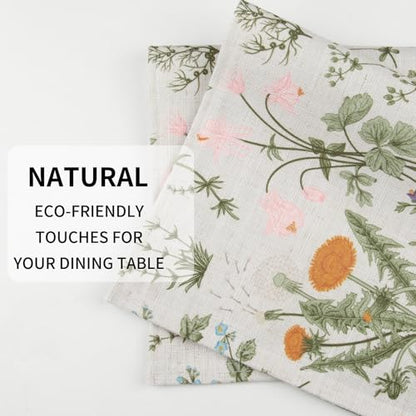 QIYI Boho Table Placemats Set of 6, 12"x18" Linen Place Mats, Wildflowers - color: Wildflowers Herbs, size: Set of 6