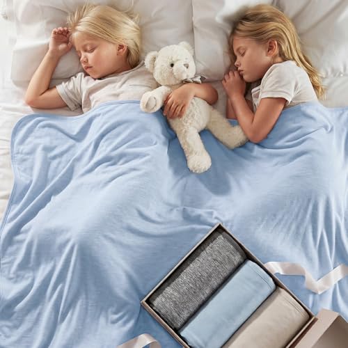 Bedsure Silky Soft Cooling Blanket Queen Size, 90"x90", Light Blue - color: 09- Light Blue, size: Queen (90" X 90")