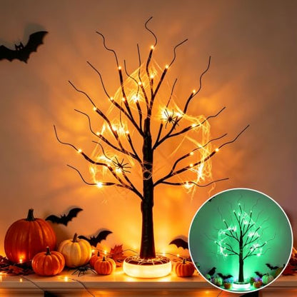 PEIDUO Halloween Tree with Light-up Base Rechargeable Halloween Decoration - color: Dark