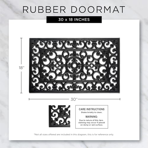 DII High Traffic All-Weather Rubber Doormat, 18x30, Knobby - color: Scroll Pin, size: 1'6" x 2'6" (Rectangular)